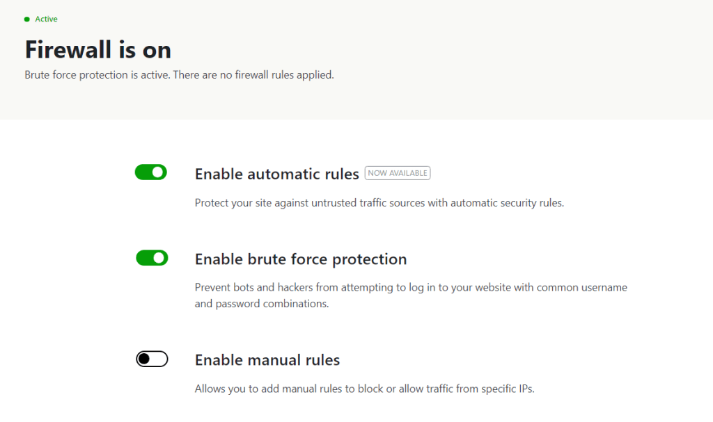 enabling a firewall in WordPress