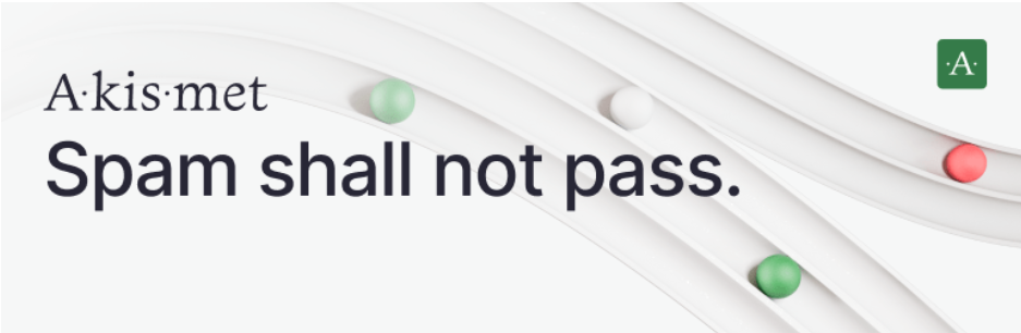 Akismet homepage with the text "spam shall not pass"