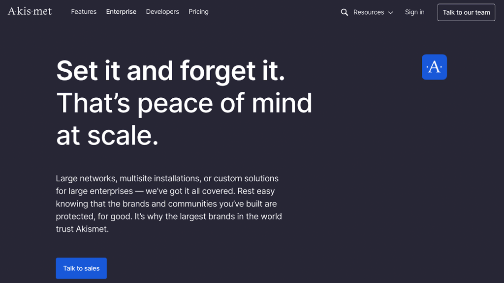 Akismet homepage